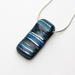 Stripe Blue Silver Pendant